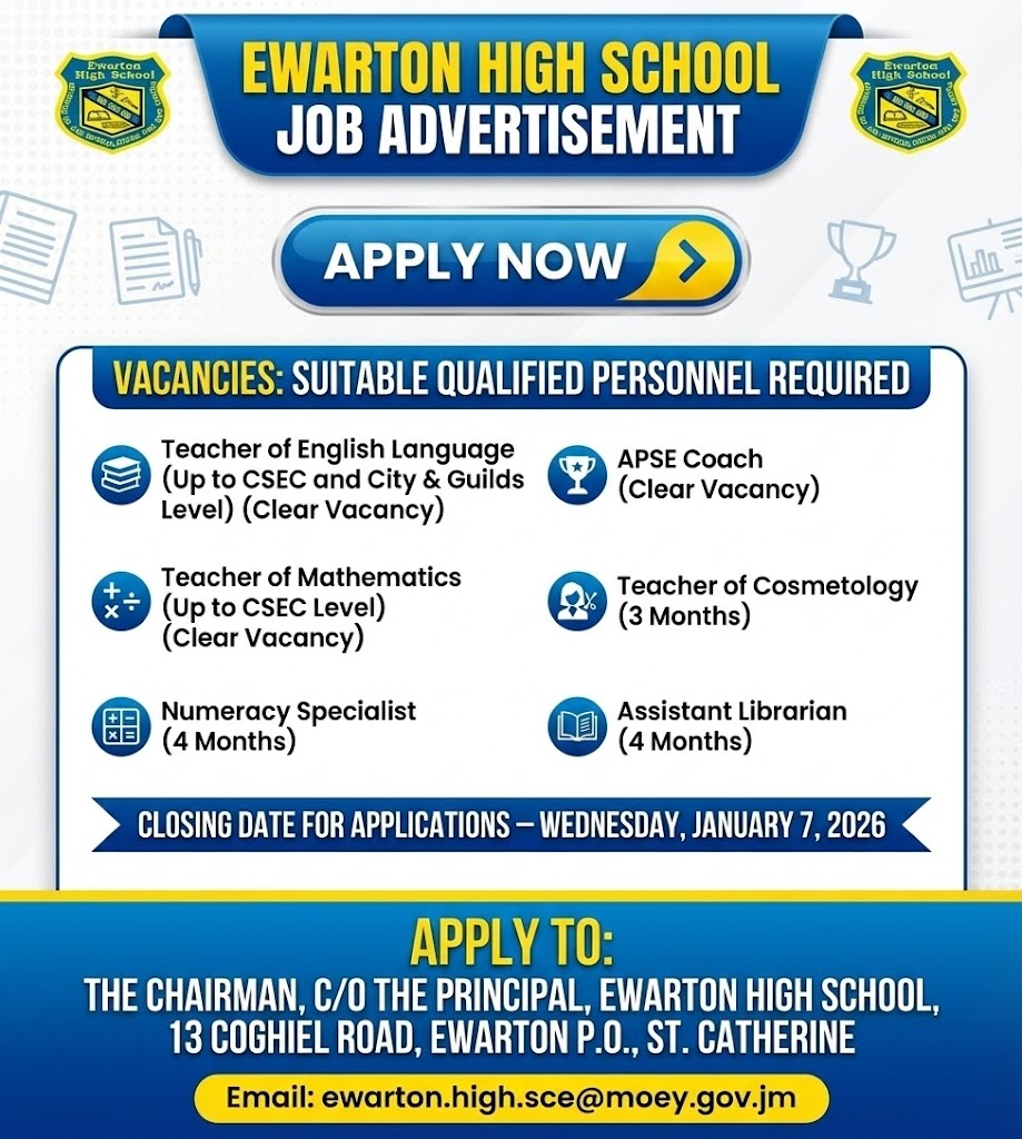 Ewarton High School Job Advertisement – Multiple Vacancies