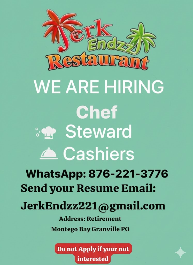 Now Hiring Chef, Steward & Cashiers – Montego Bay