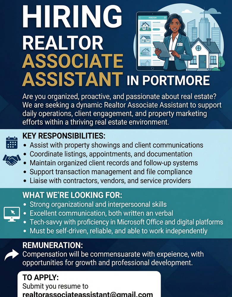 Now Hiring: Realtor Associate Assistant (Portmore)