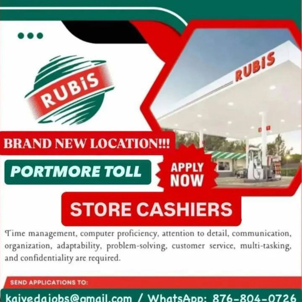 RUBiS Hiring Store Cashiers – Portmore Toll