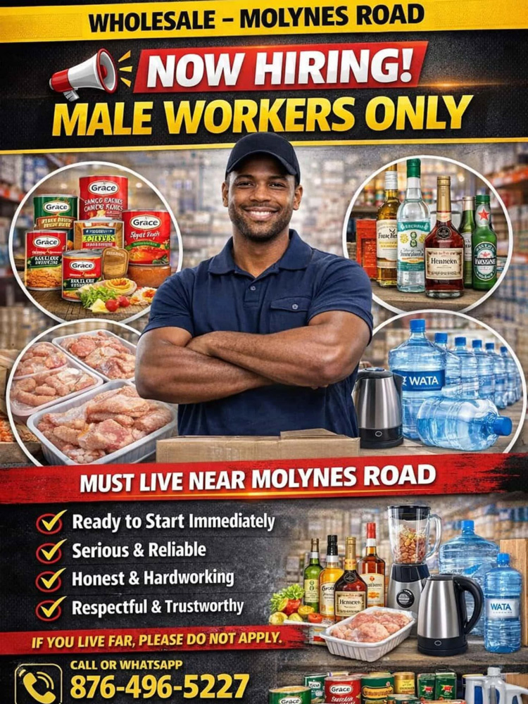 Immediate Job Opening – Wholesale Worker (Molynes Road)
