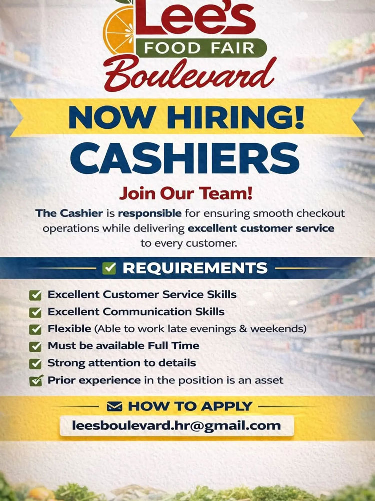 Now Hiring Cashiers in Kingston Apply to Lee’s Boulevard Today