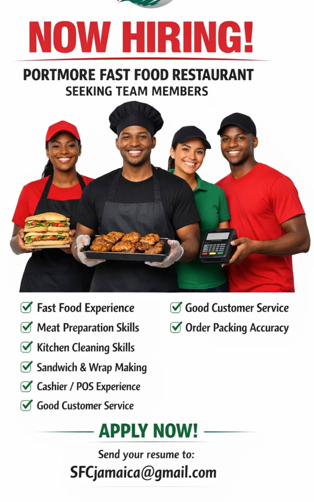 Now Hiring Fast Food Workers in Portmore – Apply Today