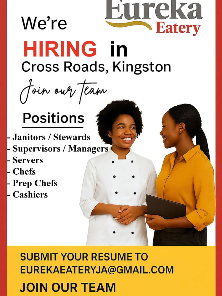 Eureka Eatery Hiring in Cross Roads, Kingston