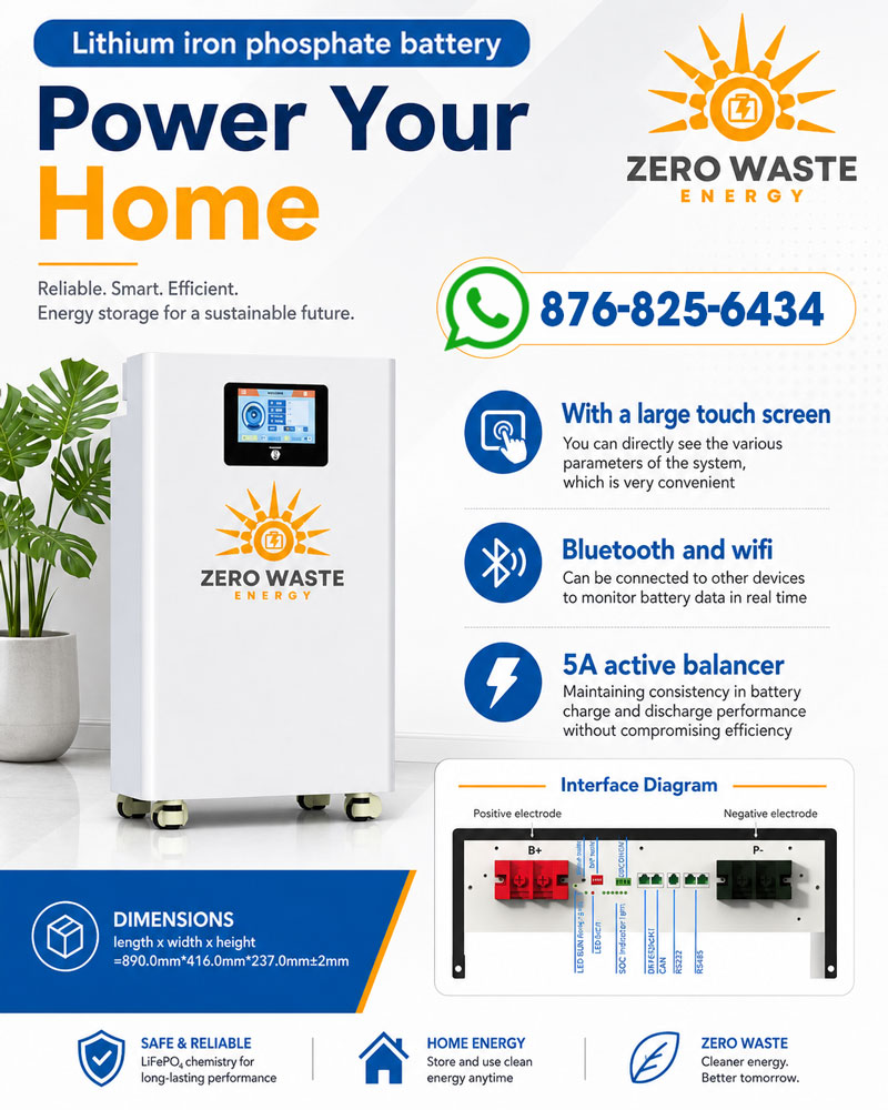 Zero Waste Energy Lithium Iron Phosphate Battery for Smart Home Power Storage