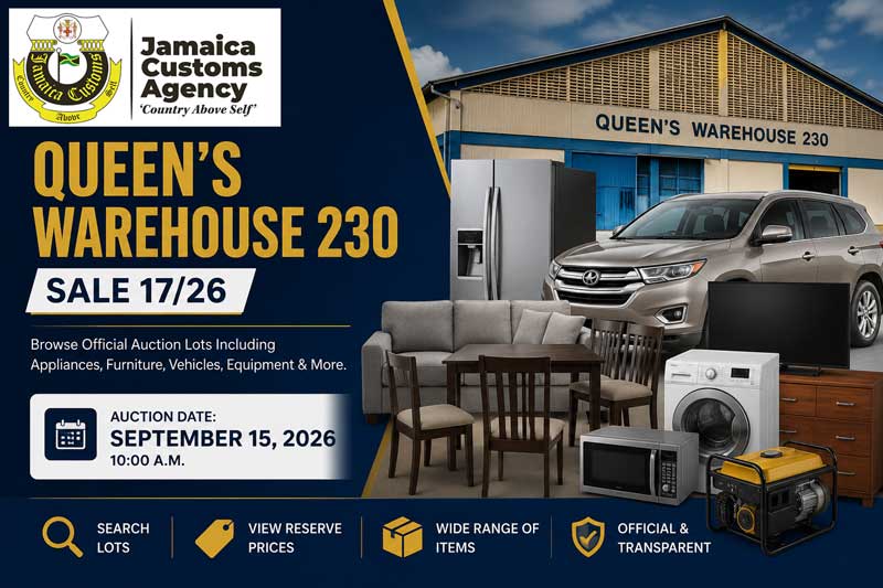 Jamaica Customs Auction 2026 | Queen’s Warehouse Sale 17/26