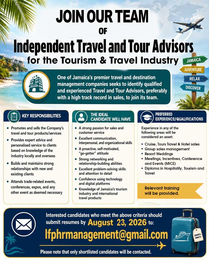 Independent Travel & Tour Advisor Jobs in Jamaica