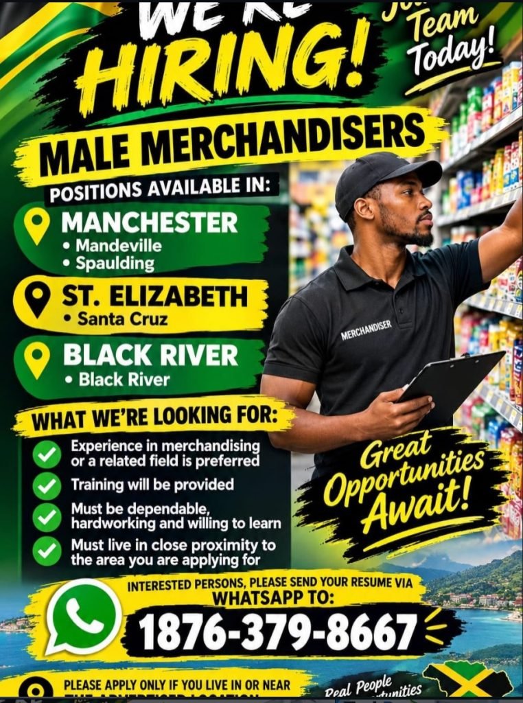 Job advertisement: Male Merchandiser Vacancies – Manchester & St. Elizabeth