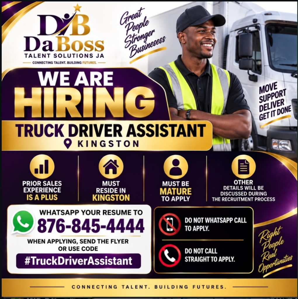 Job advertisement: Truck Driver Assistant Vacancy – Kingston