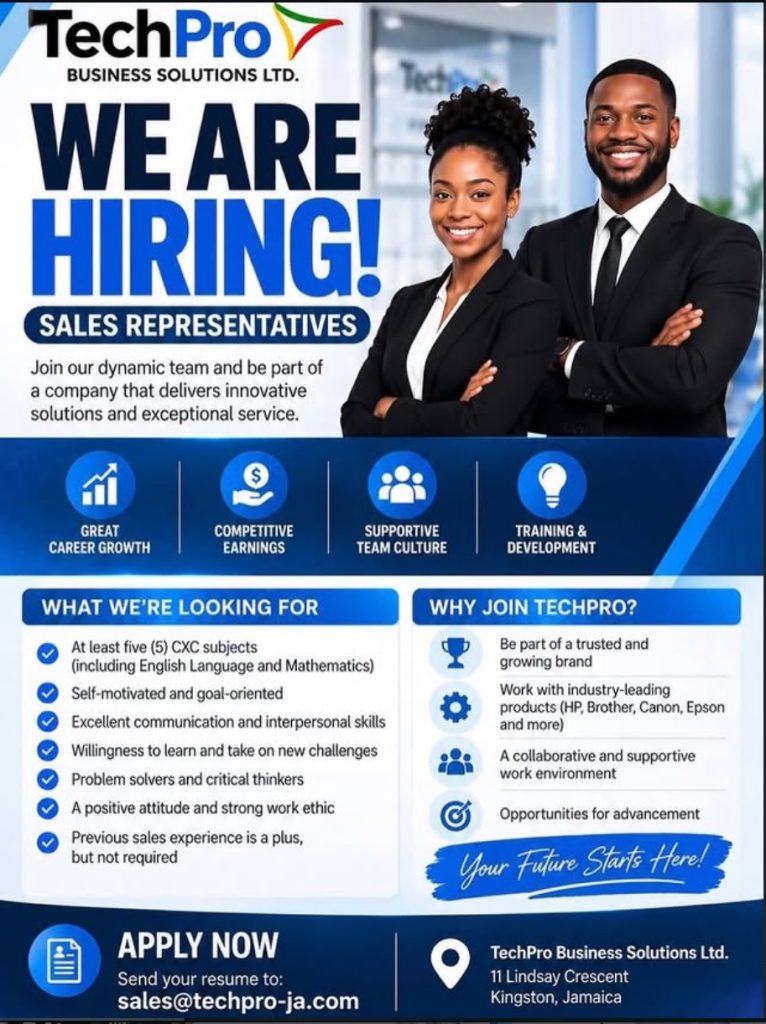 Job advertisement: Sales Representatives Needed – TechPro Business Solutions Ltd.