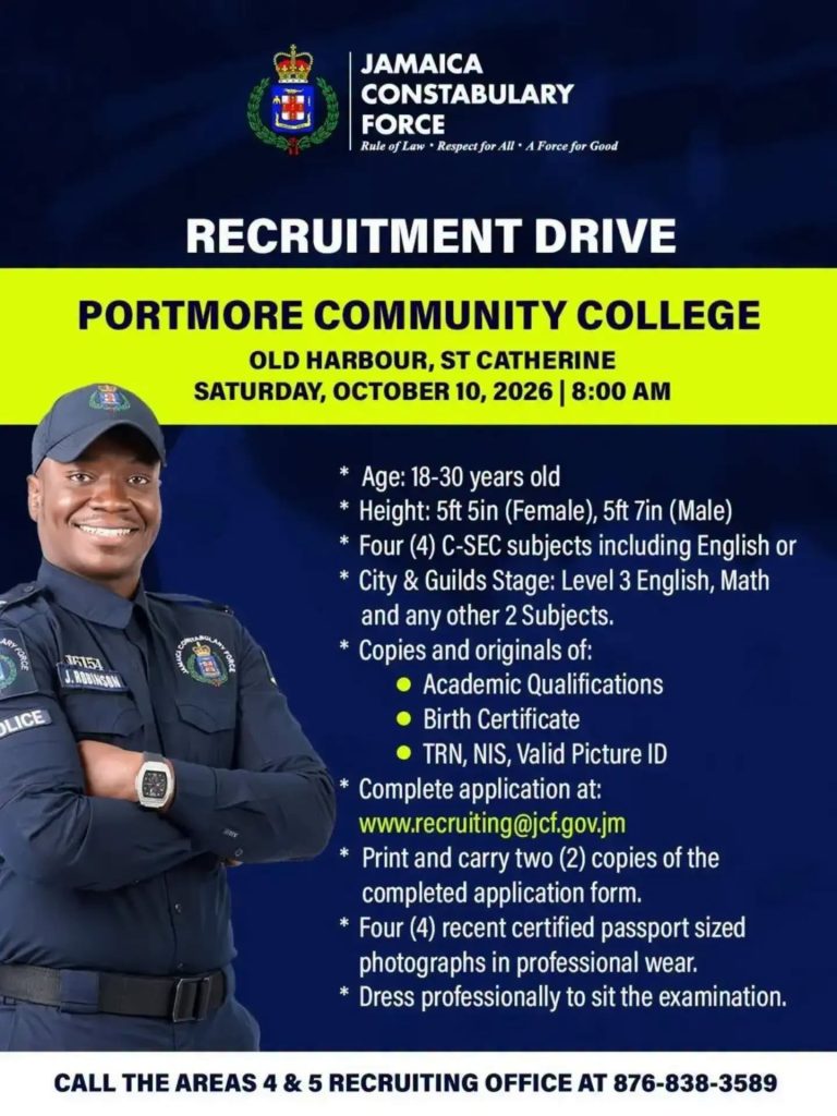 Jamaica Constabulary Force Recruitment Drive – October 2026